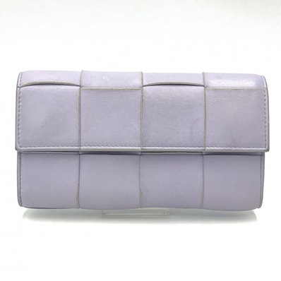 BOTTEGA VENETA(ボッテガヴェネタ)カセット コンチネンタルウォレット 長財布 パープル ラムレザー ゴールド レディース【中古】