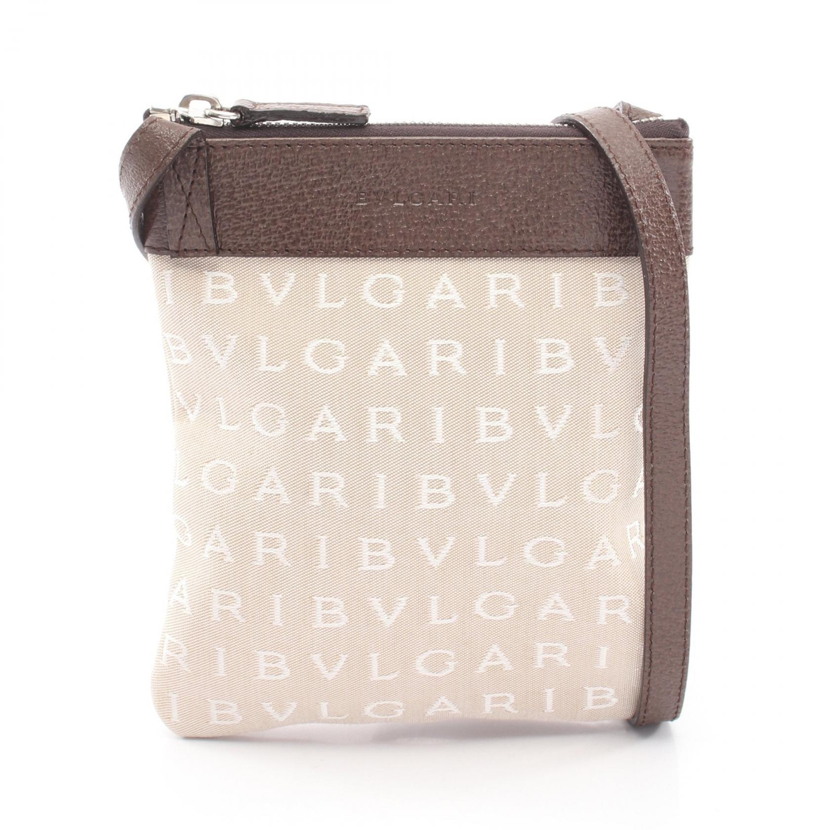 ブルガリ BVLGARI ロゴマニア ショルダーバッグ バッグ キャンバス レザー レディース ベージュ系 / ブラウン系 【中古】