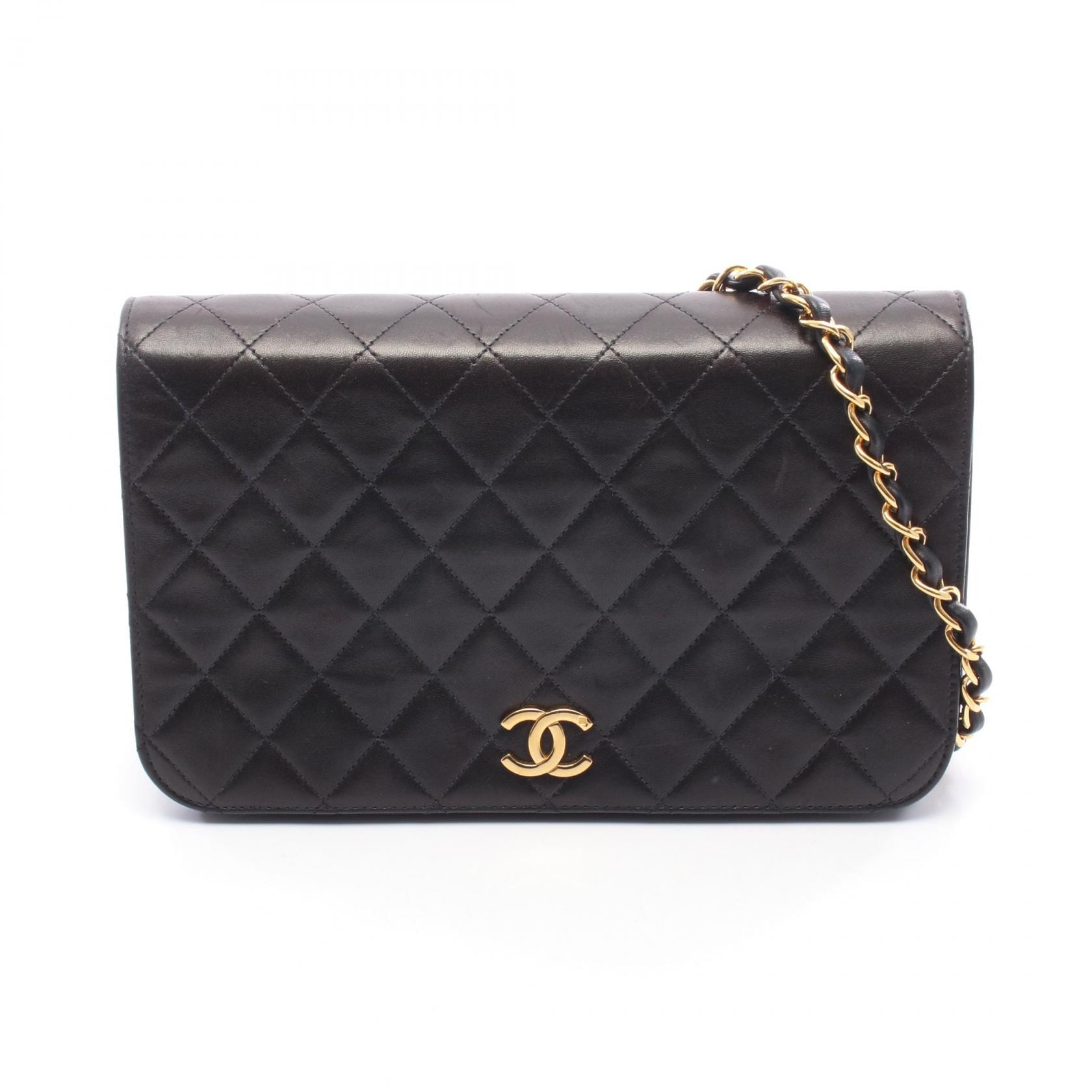 シャネル CHANEL マトラッセ フルフラップ ショルダーバッグ バッグ ラムスキン(羊革) レディース ブラック系 【中古】