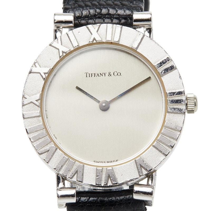 ティファニー アトラス 2針 腕時計 D286753 クオーツ シルバー文字盤 SV925 シルバー レザー レディース TIFFANY&Co. 【中古】