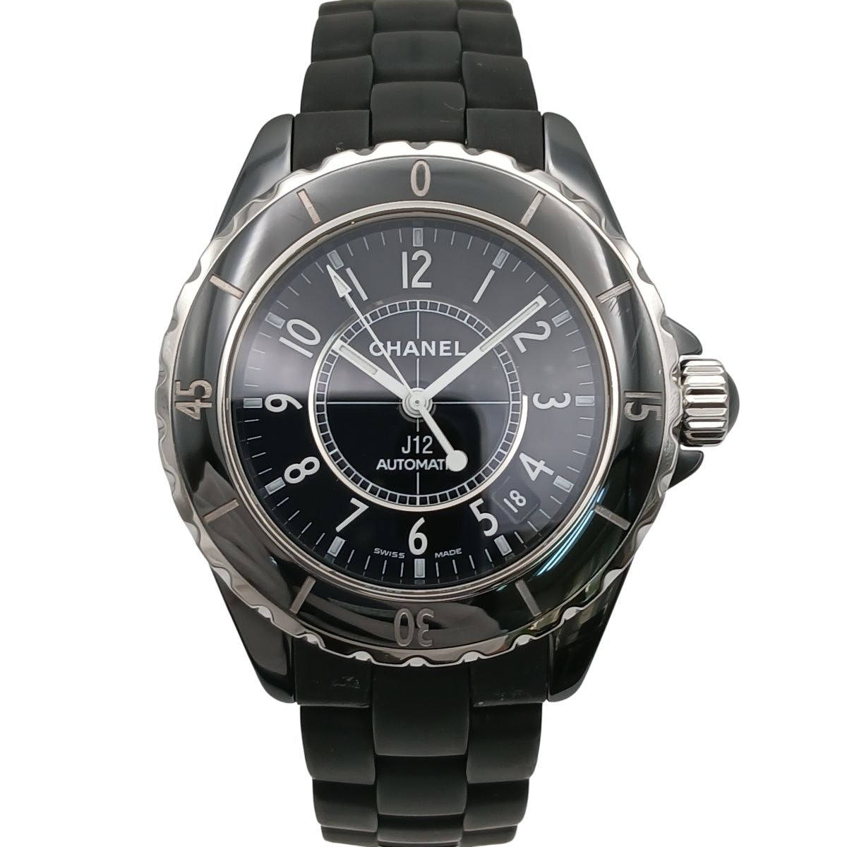 CHANEL シャネル J12 オートマティック 38mm ラバーベルト 腕時計 H0684 セラミック ブラック  メンズ【中古】