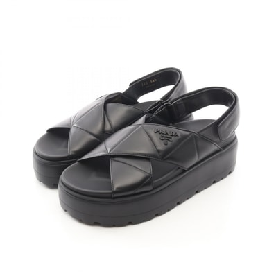 プラダ PRADA CALZATURE DONNA サンダル 靴 レザー レディース ブラック系 1XZ777 【中古】