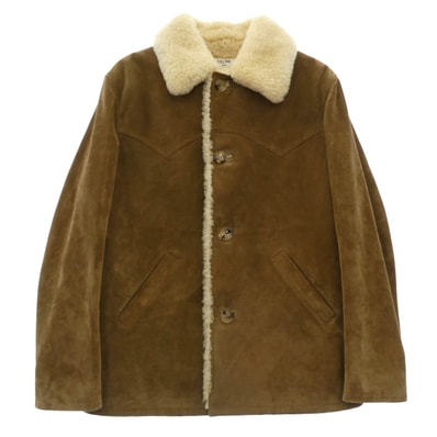 CELINE セリーヌ レザージャケット 24AW 2D500039F.14CI LOOSE COAT WITH SHEARLING INNER LINING IN SPLIT CALFSKIN シアリングコートムートンブルゾン 【美品】【中古】