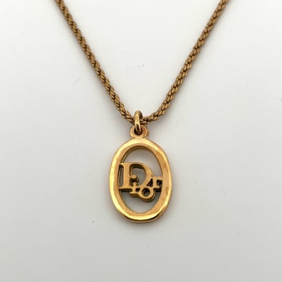 【鑑定済み】正規品 クリスチャン ディオール Christian Dior ネックレス CDロゴ ゴールドカラー GP ブランド アクセサリー