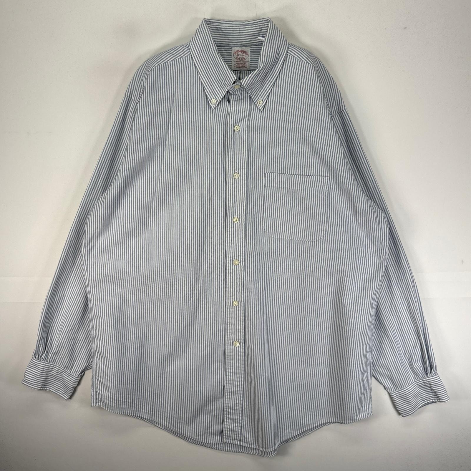 古着 90's/90年代 ヴィンテージ ブルックスブラザーズ Brooks Brothers 長袖シャツ ボタンダウン USA製 L  ブルー系 ストライプ メンズ