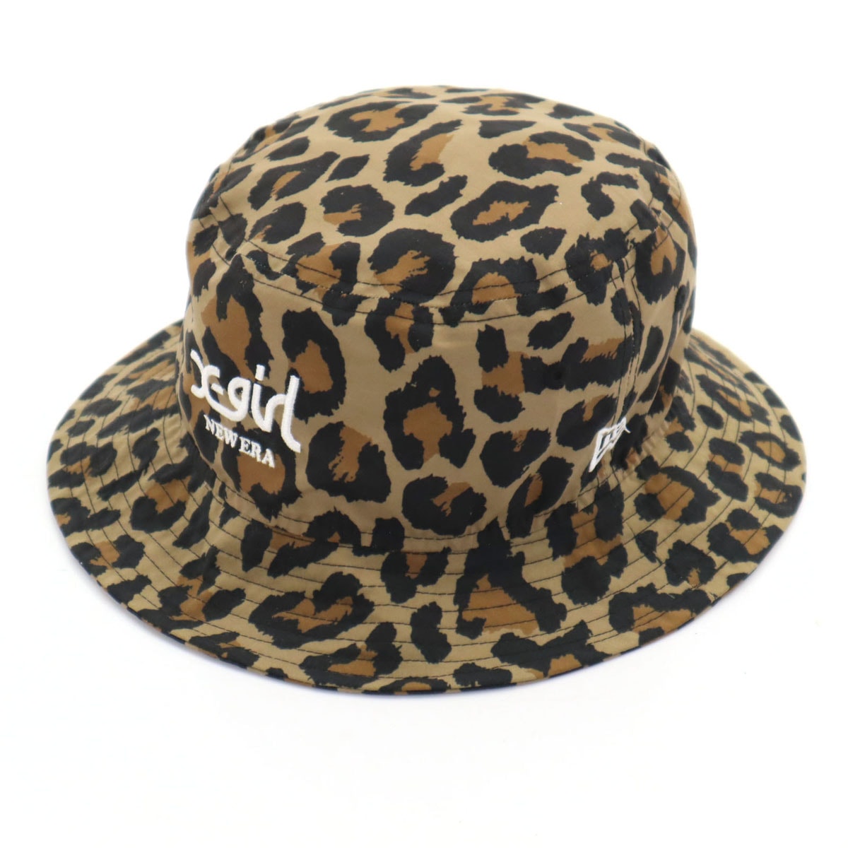 NEW ERA ニューエラ X-girl エックスガール コラボ ヒョウ柄 バケット ハット S/M ベージュ系