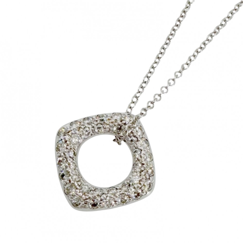 TIFFANY&Co. ティファニー ネックレス スクエア サークル ジュエリー アクセサリー 18金WG Au750 K18ホワイトゴールド    ダイヤモンド レディース 約3.3g【中古品】