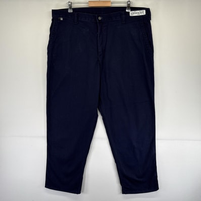 古着 カーハート Carhartt ワークパンツ テーパード ワンポイントロゴ 長ズボン チノパン センタープレス w40 L30 ネイビー メンズ