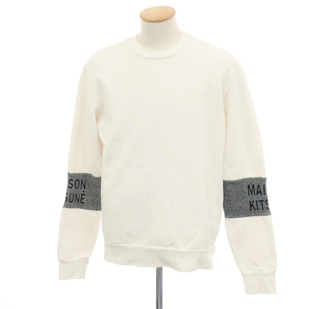 【中古】メゾンキツネ MAISON KITSUNE コットン クルーネック スウェット ホワイト【サイズM】【メンズ】