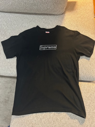 Supreme KAWS Chalk Logo Tee "Black"