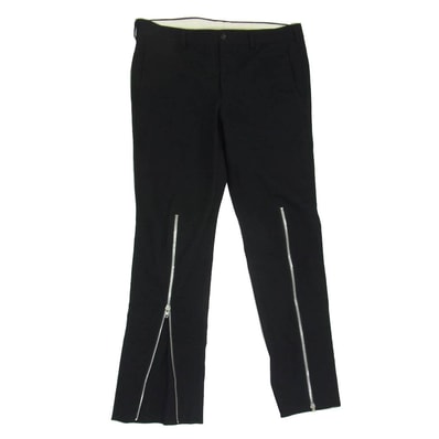 COMME des GARCONS HOMME PLUS コムデギャルソンオムプリュス パンツ 23SS PK-P027 リネン混 ウール ジップ スラックス パンツ ブラック系 M【中古】