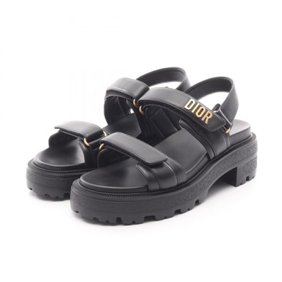 ディオール Dior DIORACT プラットフォーム サンダル 靴 レザー レディース ブラック系 KCO016LAB90038.5 【新品】
