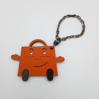 HERMES エルメス ケリドール チャーム シルバー925 シェーブル オレンジ レディース【中古】