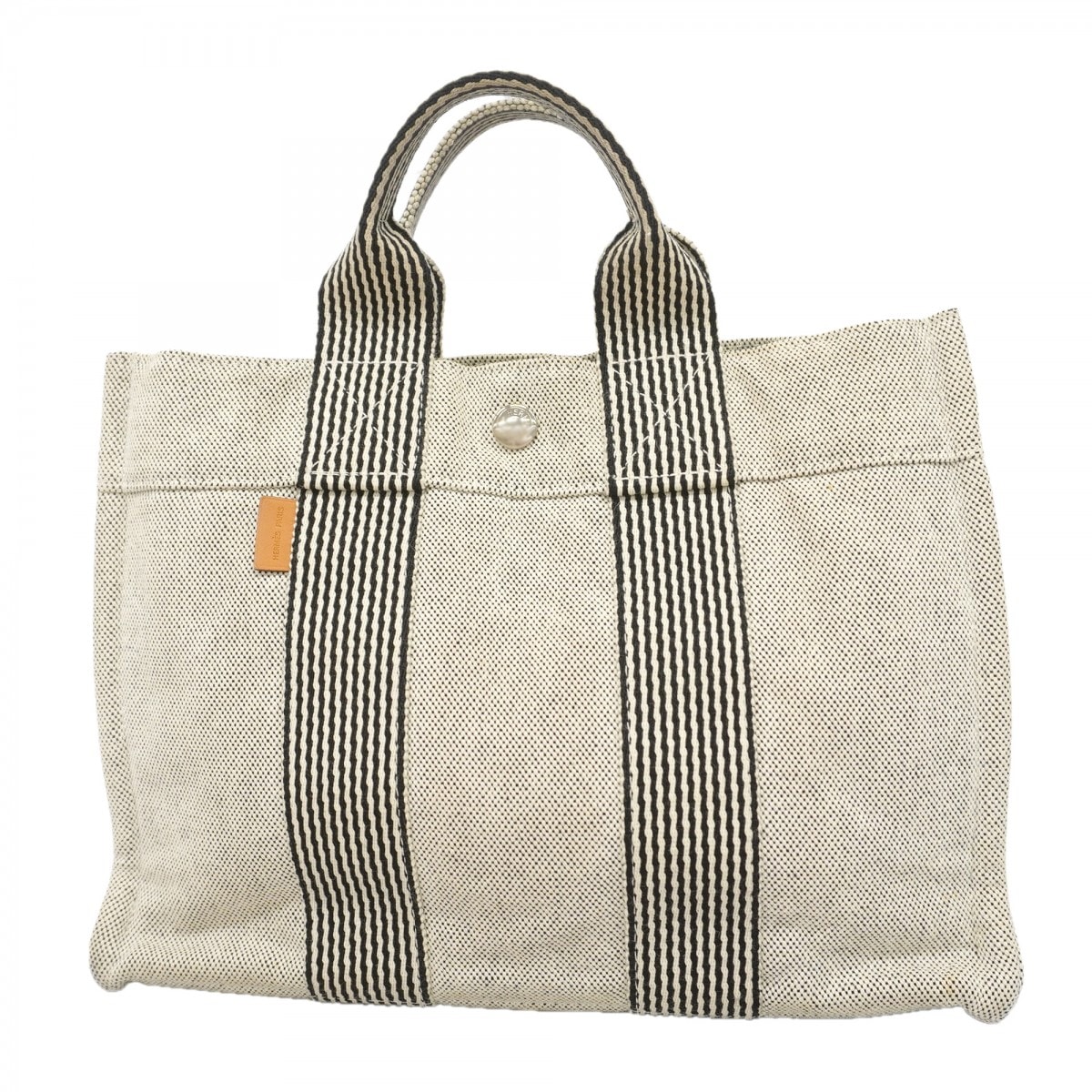 【6gd4649-k】エルメス トートバッグ ニューフールトゥ キャンバス グレー シルバー金具【中古】レディース