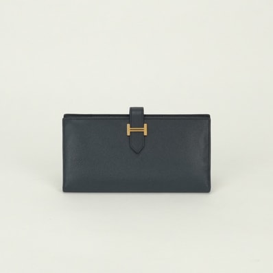 エルメス HERMES ベアンスフレ ベアン スフレ 財布 長財布 ロングウォレット エプソン ブルーニュイ Bleu Nuit ネイビー Navyブルー blue 紺 青 ゴールド金具 ヴォーエプソン