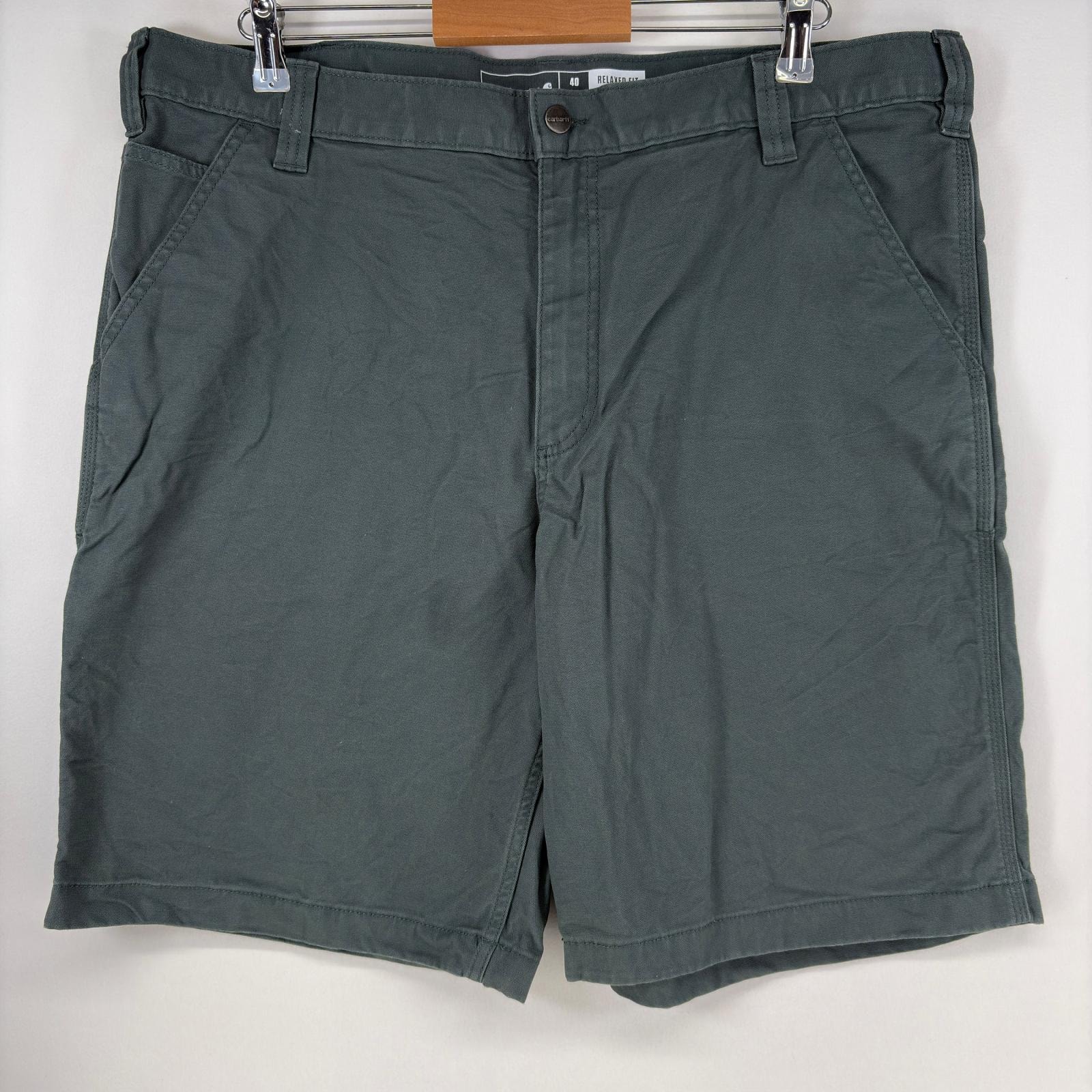 古着 カーハート Carhartt ダック ショートパンツ ペインターパンツ ワンポイント ハーフパンツ 大きいサイズ w40  グリーン メンズ