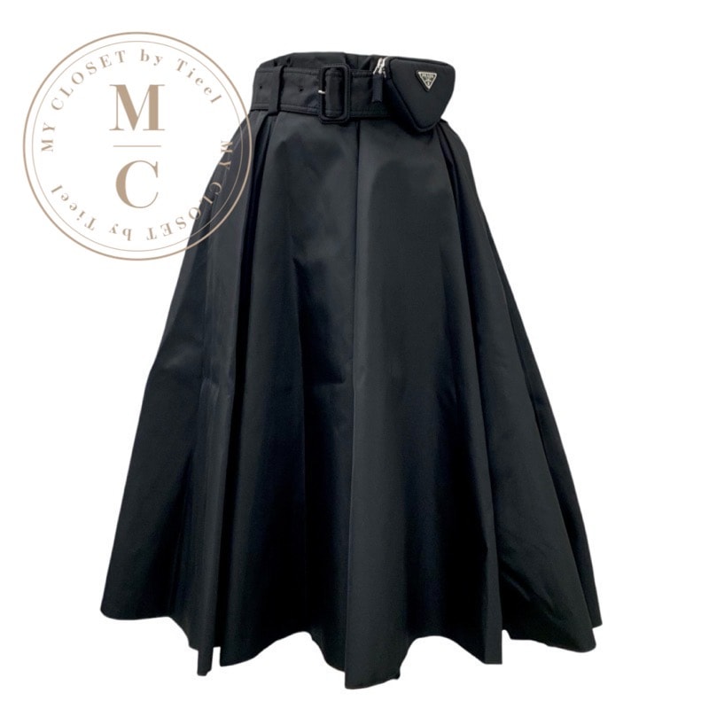 プラダ PRADA ボトムス ポリエステル ブラック 黒 スカート ベルト ポーチ RE NYLON