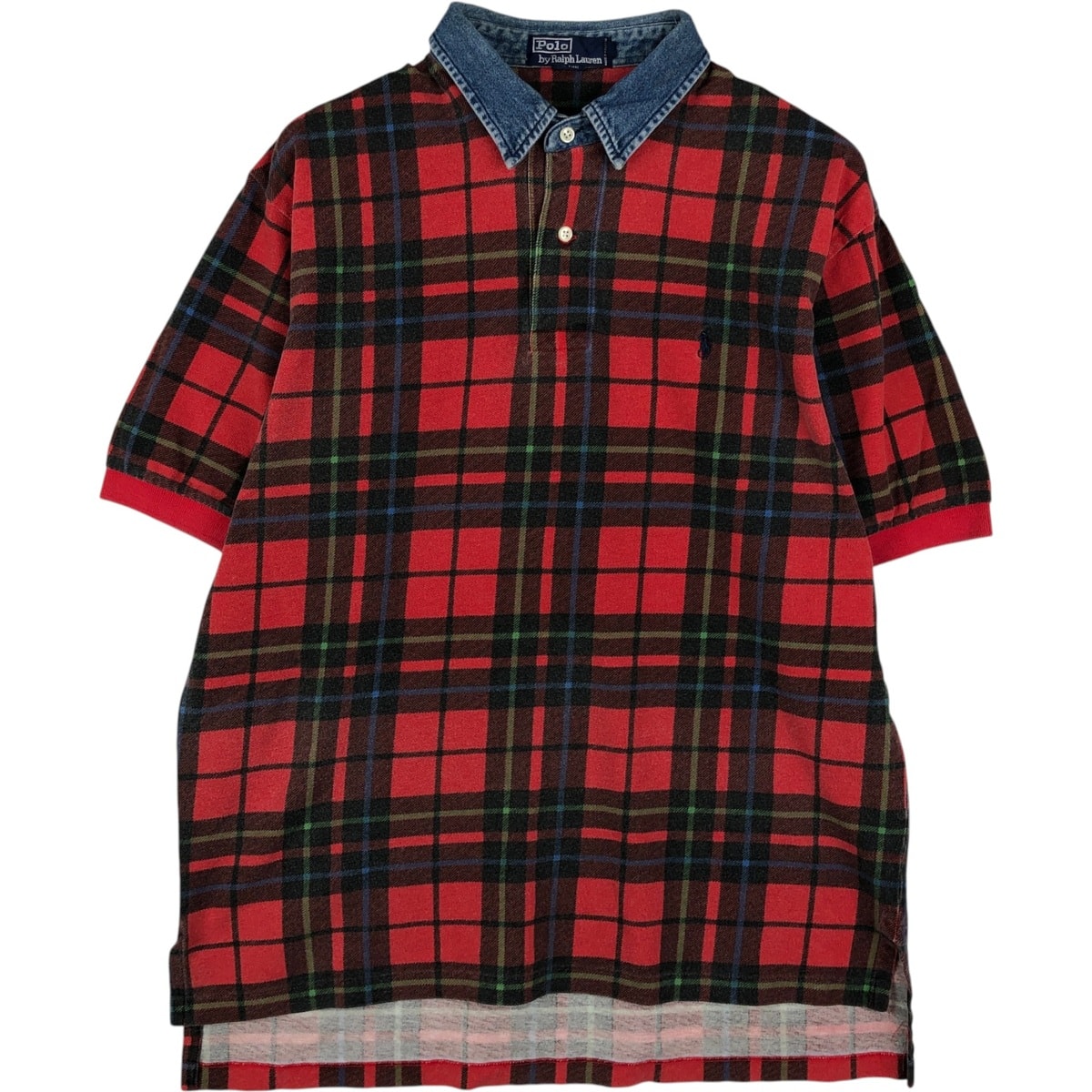 古着 ラルフローレン Ralph Lauren POLO by Ralph Lauren 半袖 チェック ポロシャツ メンズL相当/eaa644765