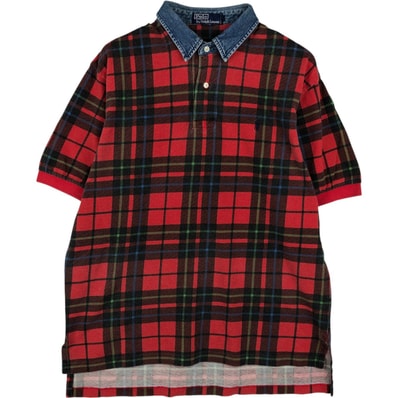 古着 ラルフローレン Ralph Lauren POLO by Ralph Lauren 半袖 チェック ポロシャツ メンズL相当/eaa644765