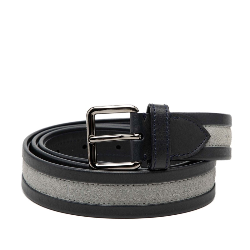 ルイ ヴィトン ベルト サイズ:100/40 ネイビー グレー レザー スウェード メンズ LOUIS VUITTON 【中古】