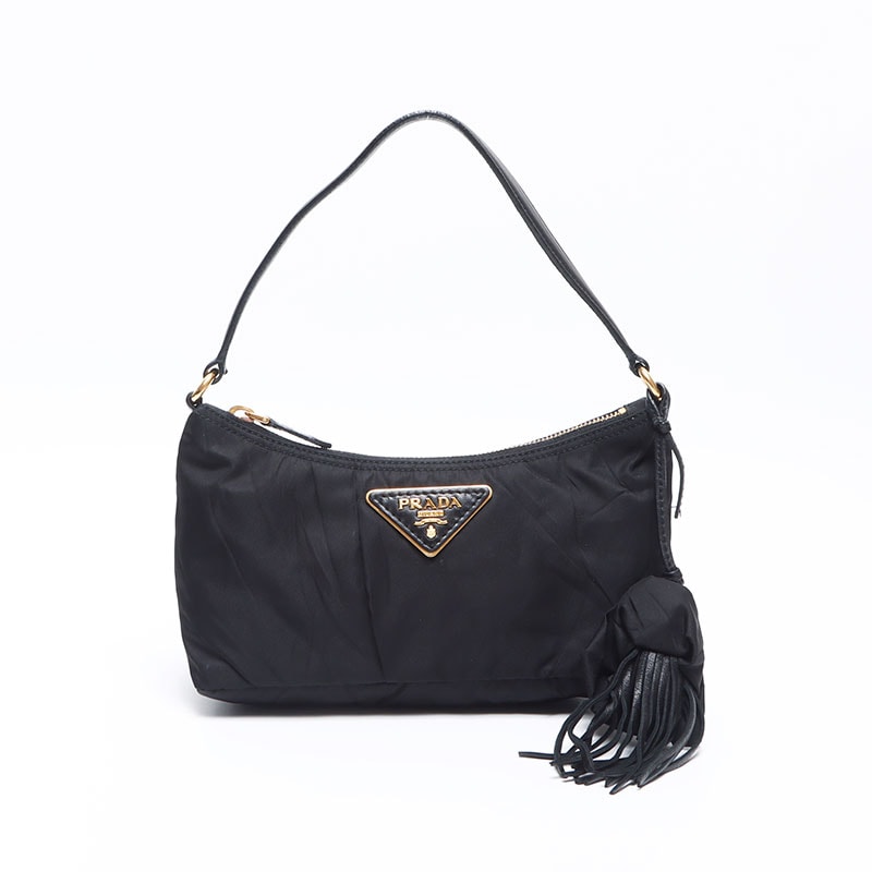 プラダ PRADA ナイロン トライアングルロゴ ミニ アクセサリーポーチ ハンドバッグ【中古】