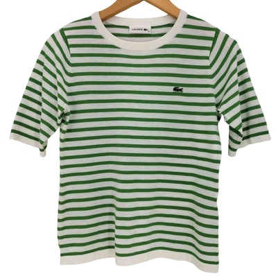 UVカット 吸水速乾 ウォッシャブル COOLMAX クールマックス ボーダーニット半袖Tシャツ【1143810880321】