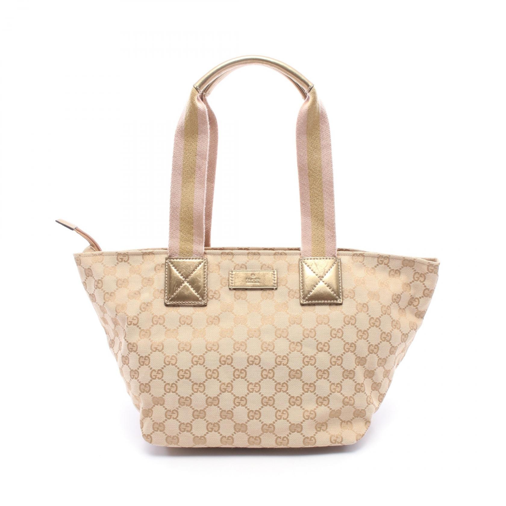 グッチ GUCCI GGキャンバス シェリーライン トートバッグ バッグ キャンバス レザー レディース ベージュ系 / ピンク系 / ゴールド系 131230 【中古】