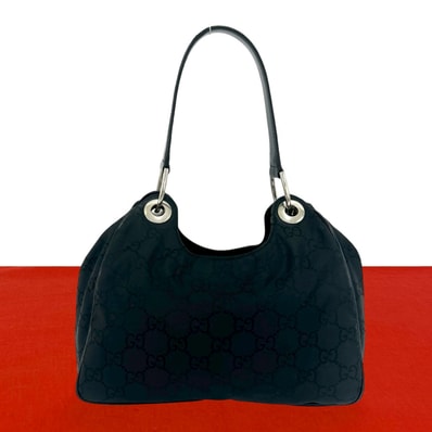 GUCCI グッチ ナイロン レザー ショルダーバッグ ブラック
95347