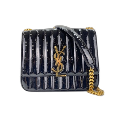 イヴ・サンローラン YSL ヴィキ ショルダーバッグ エナメル【中古】