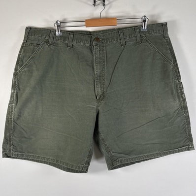 古着 カーハート Carhartt ショートパンツ 大きいサイズ ワークショーツ ワンポイントロゴ カーゴショーツ ペインター w44 グリーン系 メンズ