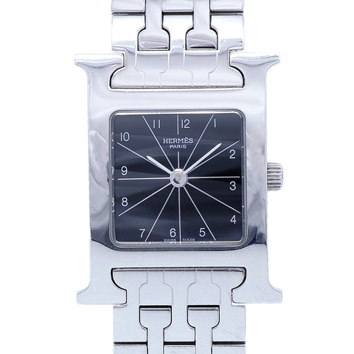 【6wkd0263】エルメス Hウォッチ HH1.210 黒文字盤【中古】腕時計 レディース