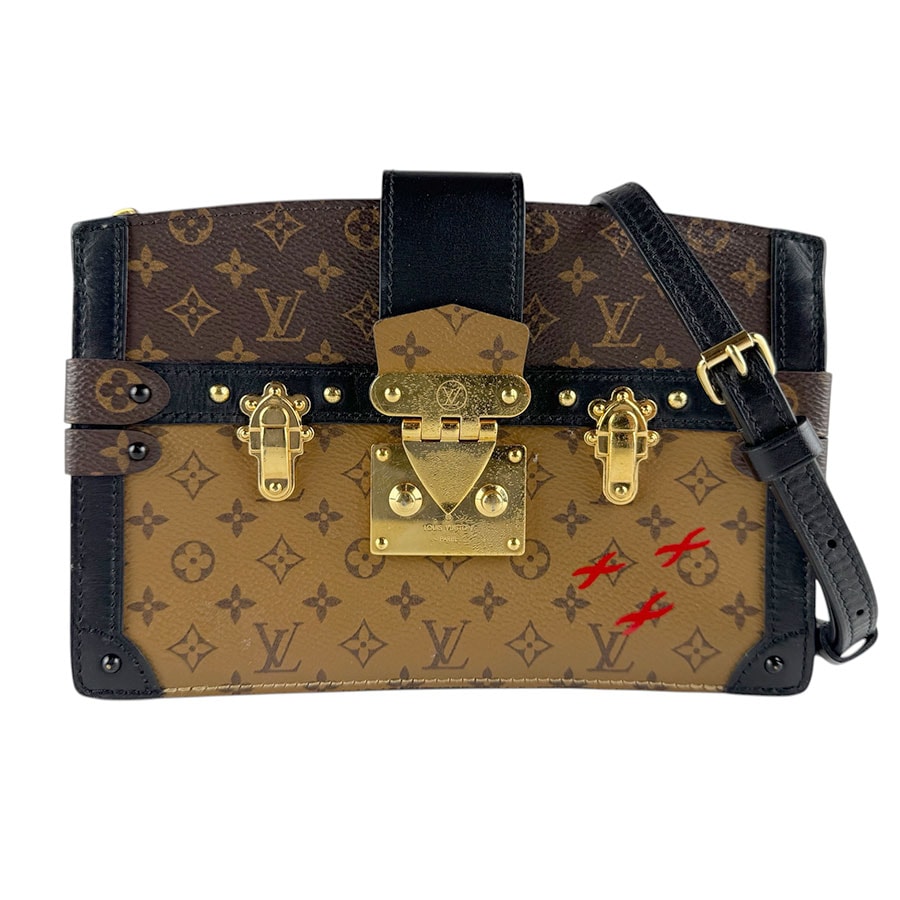 ルイ ヴィトン LOUIS VUITTON 斜め掛けショルダーバッグ モノグラム リバース トランク クラッチ モノグラムキャンバス ブラウン/ブラック ゴールド レディース M43596【中古】 z9337