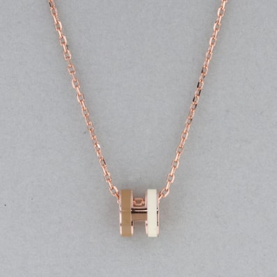 HERMES エルメス ミニポップアッシュ ペンダント ネックレス H147992 ピンクゴールド ホワイト ベージュ マロングラッセ レディース【中古】