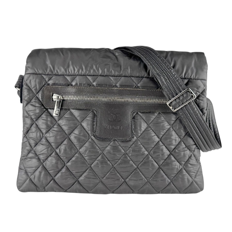 シャネル CHANEL ショルダーバッグ コココクーン ナイロン グレー レディース【中古】 z9313