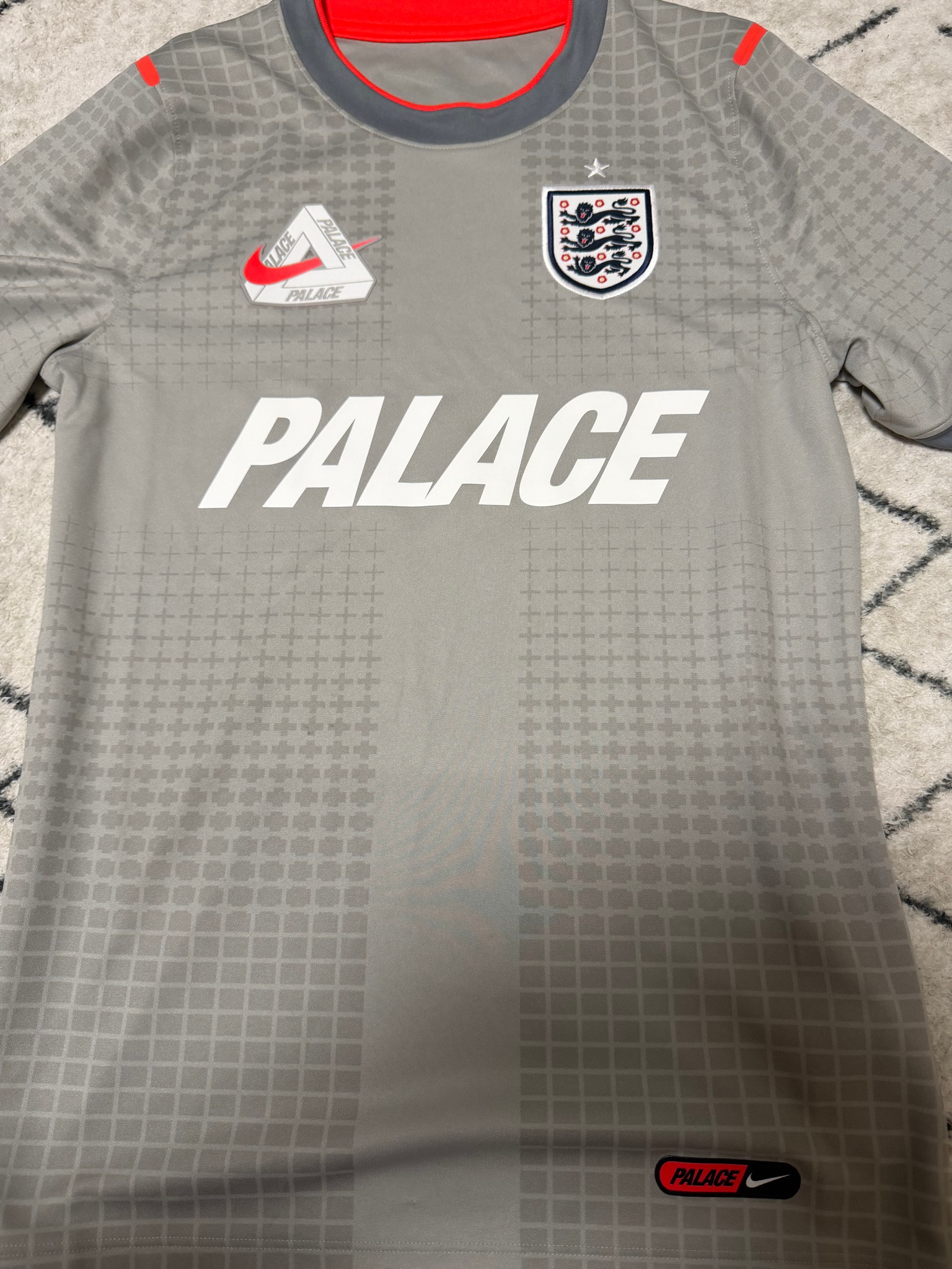 Nike x PALACE X2 World Cup Dri-Fit Academy Pro Short Sleeve Football Top England "Pewter Grey/Bright Crimson"