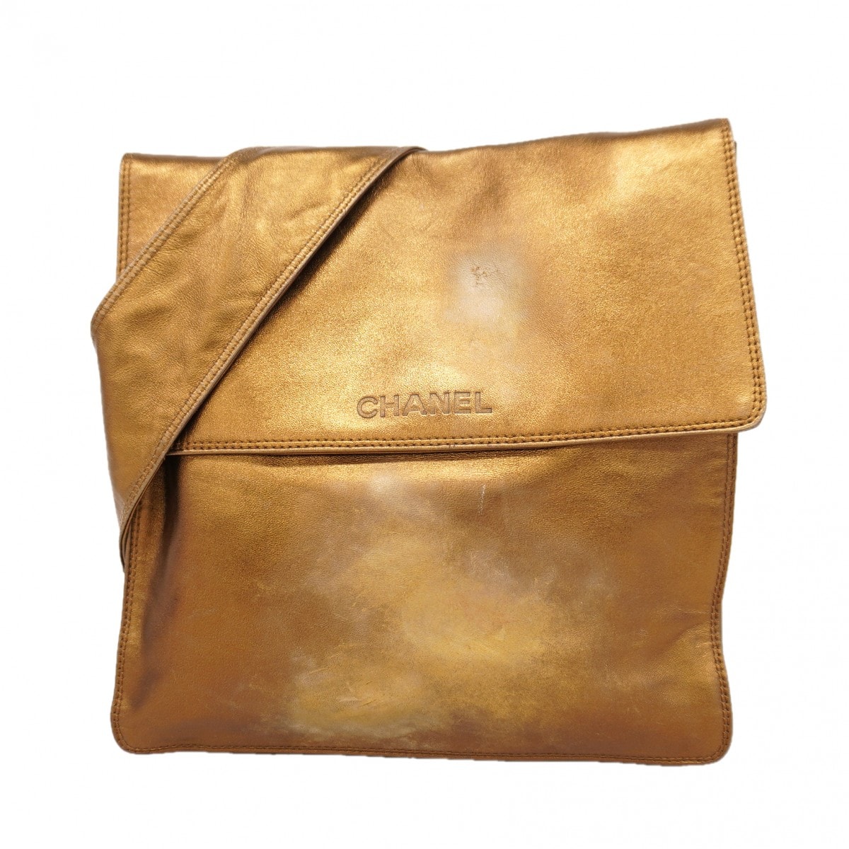 【6de5730-k】シャネル ショルダーバッグ ラムスキン ブロンズ ゴールド金具【中古】レディース