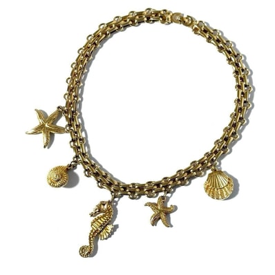 【ヴィンテージ美品・希少】ディオール レディース ペンダント ネックレス マリン