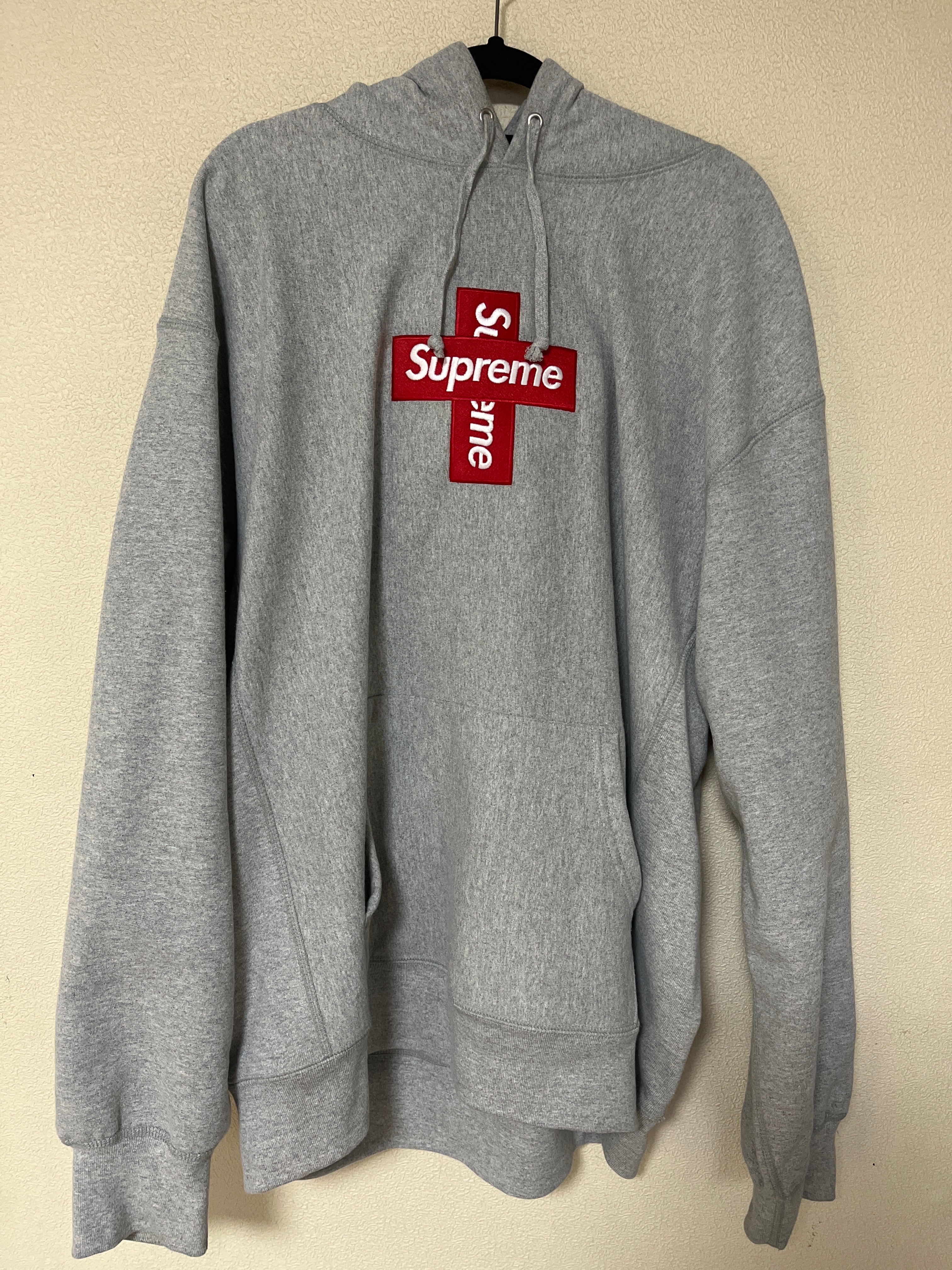 Supreme Cross Box Logo Hooded Sweatshirt "Grey"