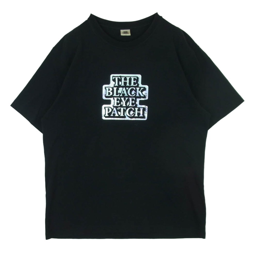 BlackEyePatch ブラックアイパッチ ホログラム センターロゴ プリント Tシャツ 半袖 カットソー ブラック系 L【中古】