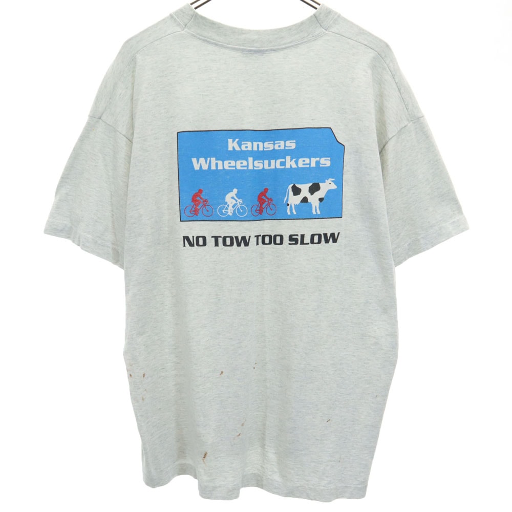 FRUIT OF THE LOOM フルーツオブザルーム 90s USA製 バックプリント 半袖 シングルステッチ Tシャツ XL ライトグレー BEST