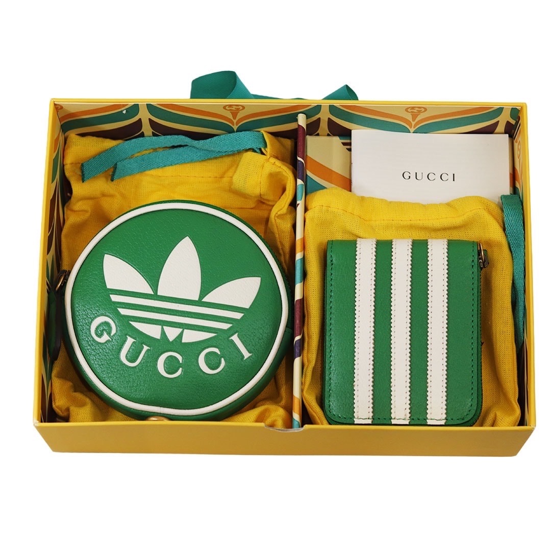 GUCCI adidas コラボ ラウンドポーチ ウォレット グリーン グッチ 