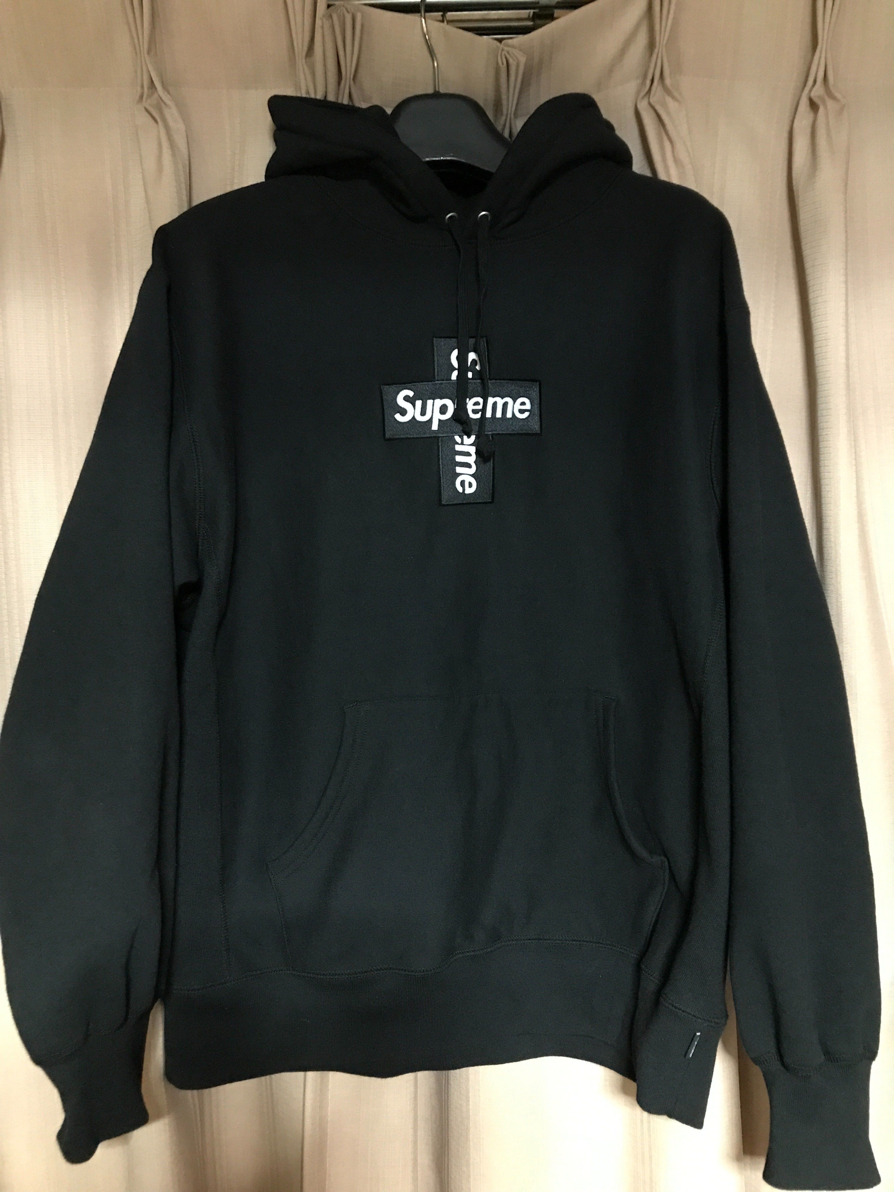 Supreme Cross Box Logo Hooded Sweatshirt "Black"