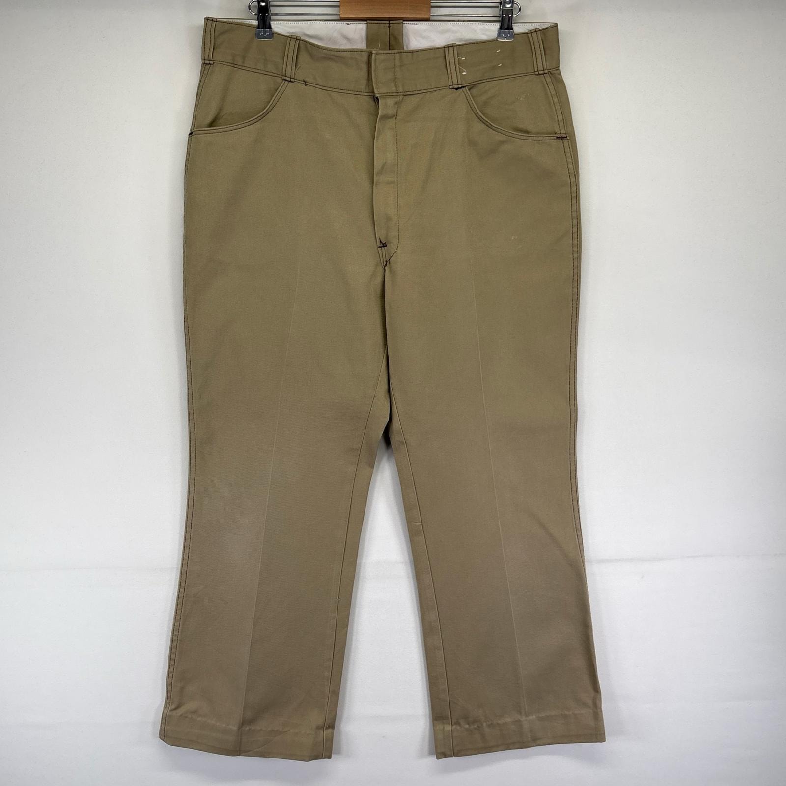 古着 70's/70年代 ヴィンテージ ディッキーズ Dickies パンツ チビタグ チノパン 大きいサイズ ジップフライ W38L31  ベージュ系 メンズ