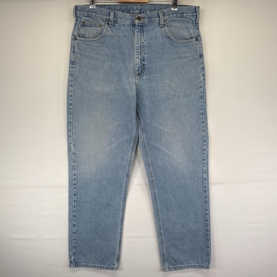 古着 カーハート Carhartt デニムパンツ ジーンズ ジーパン 5ポケット 長ズボン ワーク テーパード 大きいサイズ w38 L32 ブルー メンズ