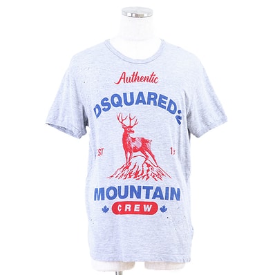 ディースクエアード ダメージ加工 半袖Tシャツ メンズ グレー ブルー レッド M DSQUARED2