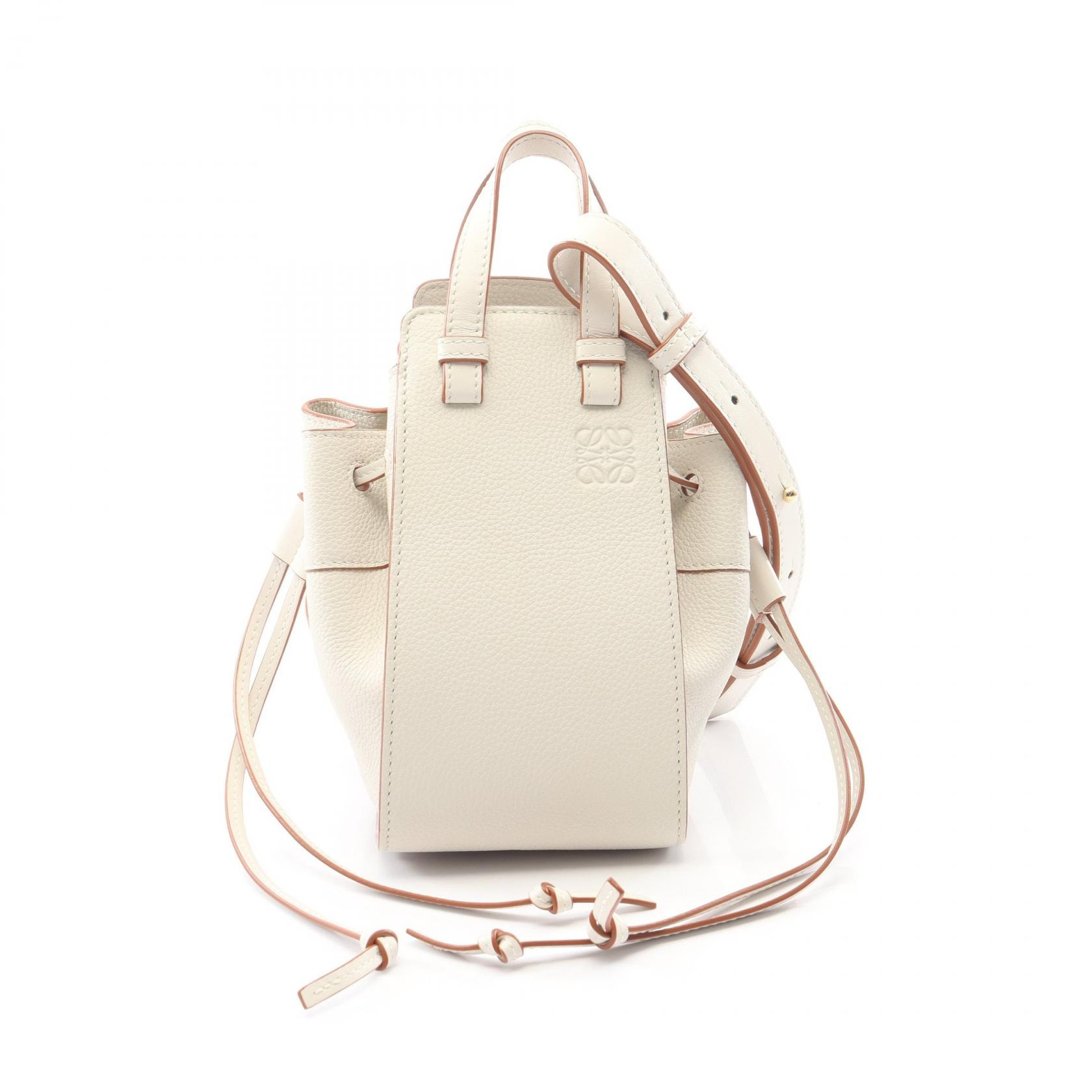 ロエベ LOEWE ハンモック ドローストリングバッグ ミニ 2WAY ハンドバッグ バッグ レザー レディース ホワイト系 A538V07X10 【中古】