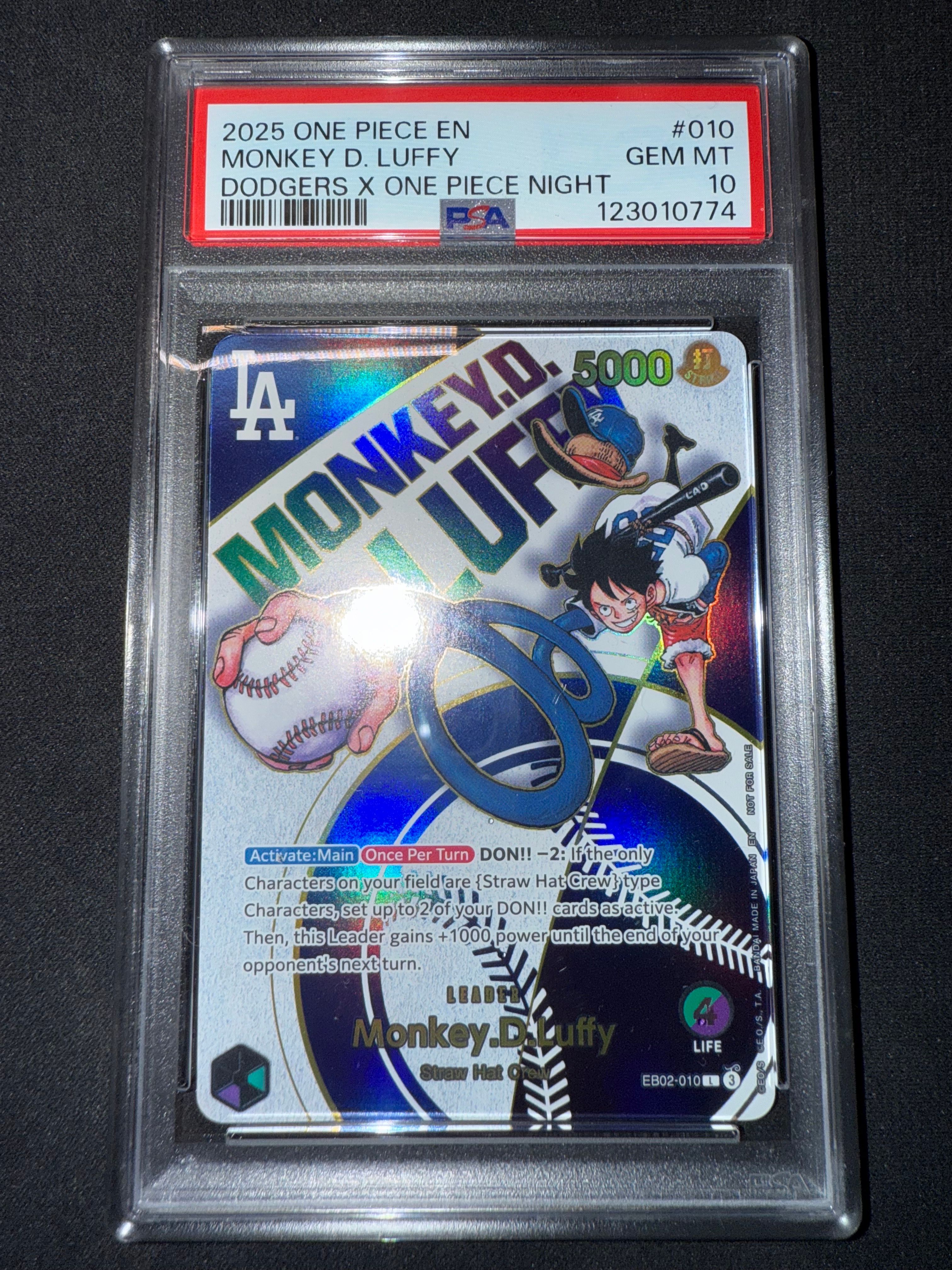 モンキー・D・ルフィ L [EB02-010]【英語版】(プロモーションカード「ワンピースカードゲーム x ロサンゼルスドジャース」)