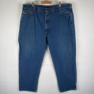 古着 カーハート Carhartt デニムパンツ ストレート ワーク 5ポケット ジーンズ ジーパン ジップ 色落ち ブルー メンズ