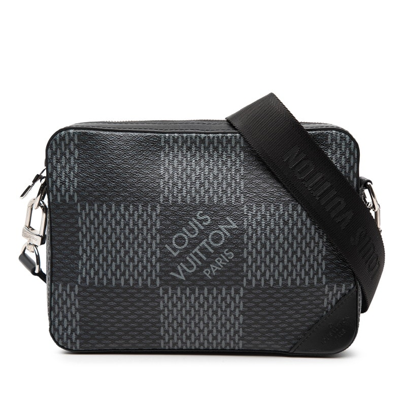 ルイ ヴィトン ダミエ グラフィット 3D トリオメッセンジャー ショルダーバッグ N50017 ブラック レザー レディース LOUIS VUITTON 【中古】