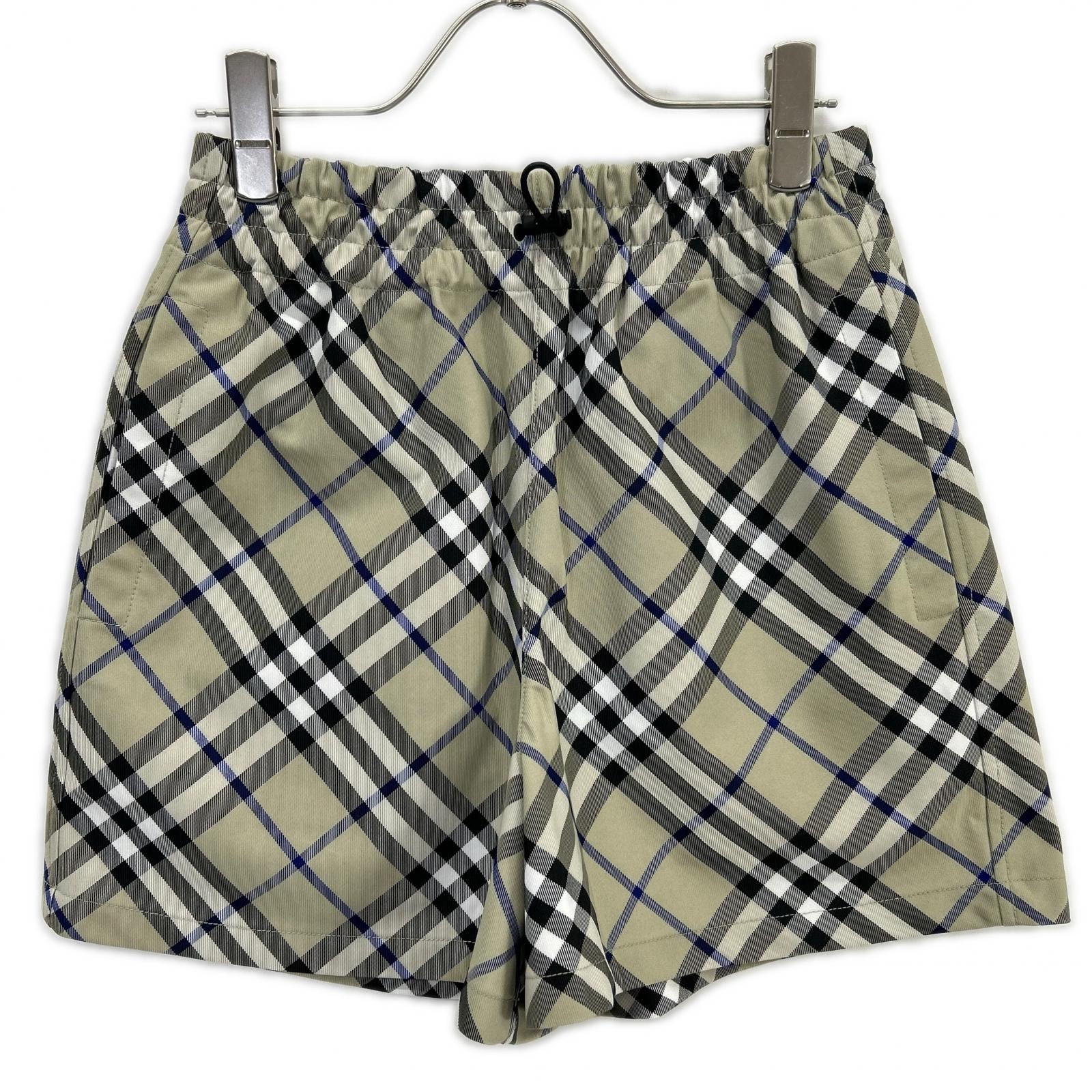 バーバリー 8088289 グレー×ブルー バック刺繍 チェック柄 ショートパンツ 34